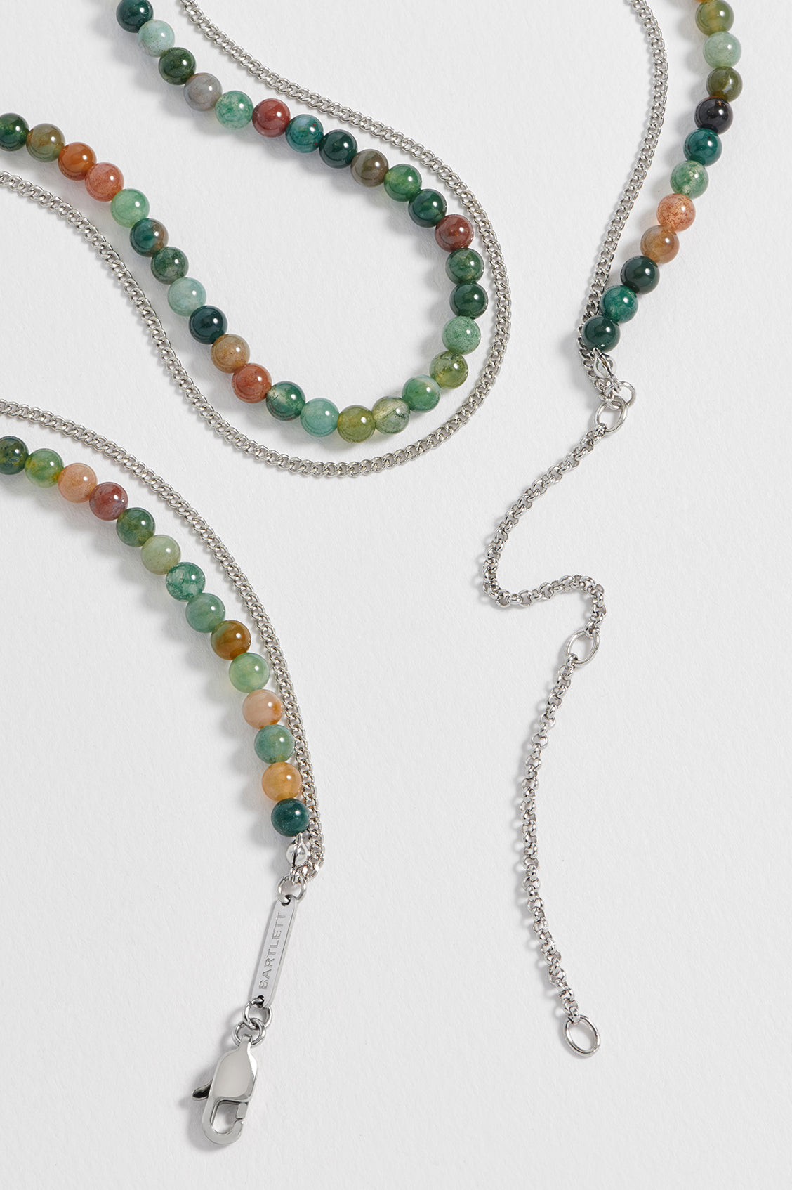 Men's Mixed Green Agate Double Necklace