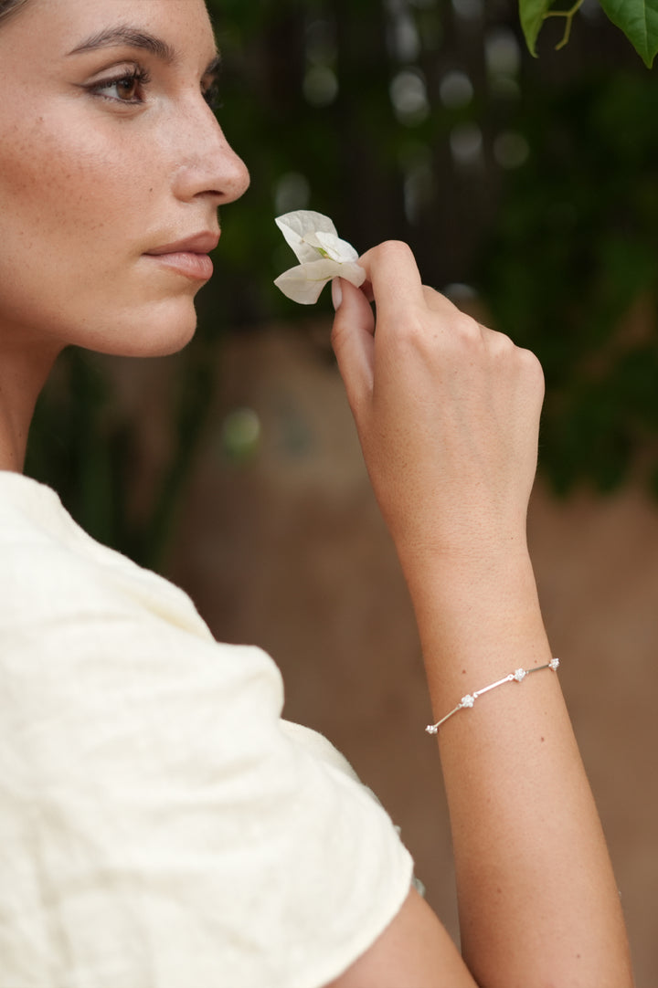 CZ Flower Link Bracelet