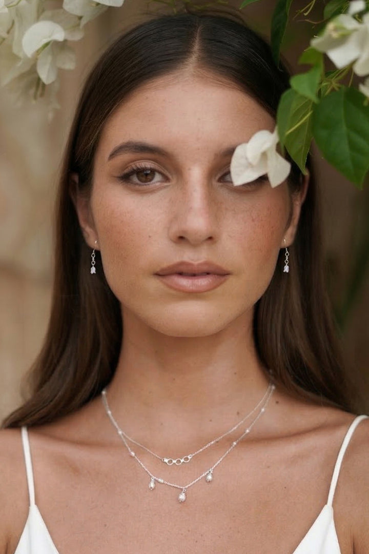 Bluebell and Pearl Hook Earrings