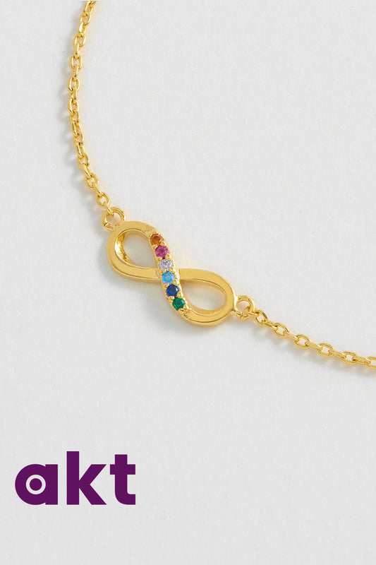 Rainbow CZ Infinity Bracelet