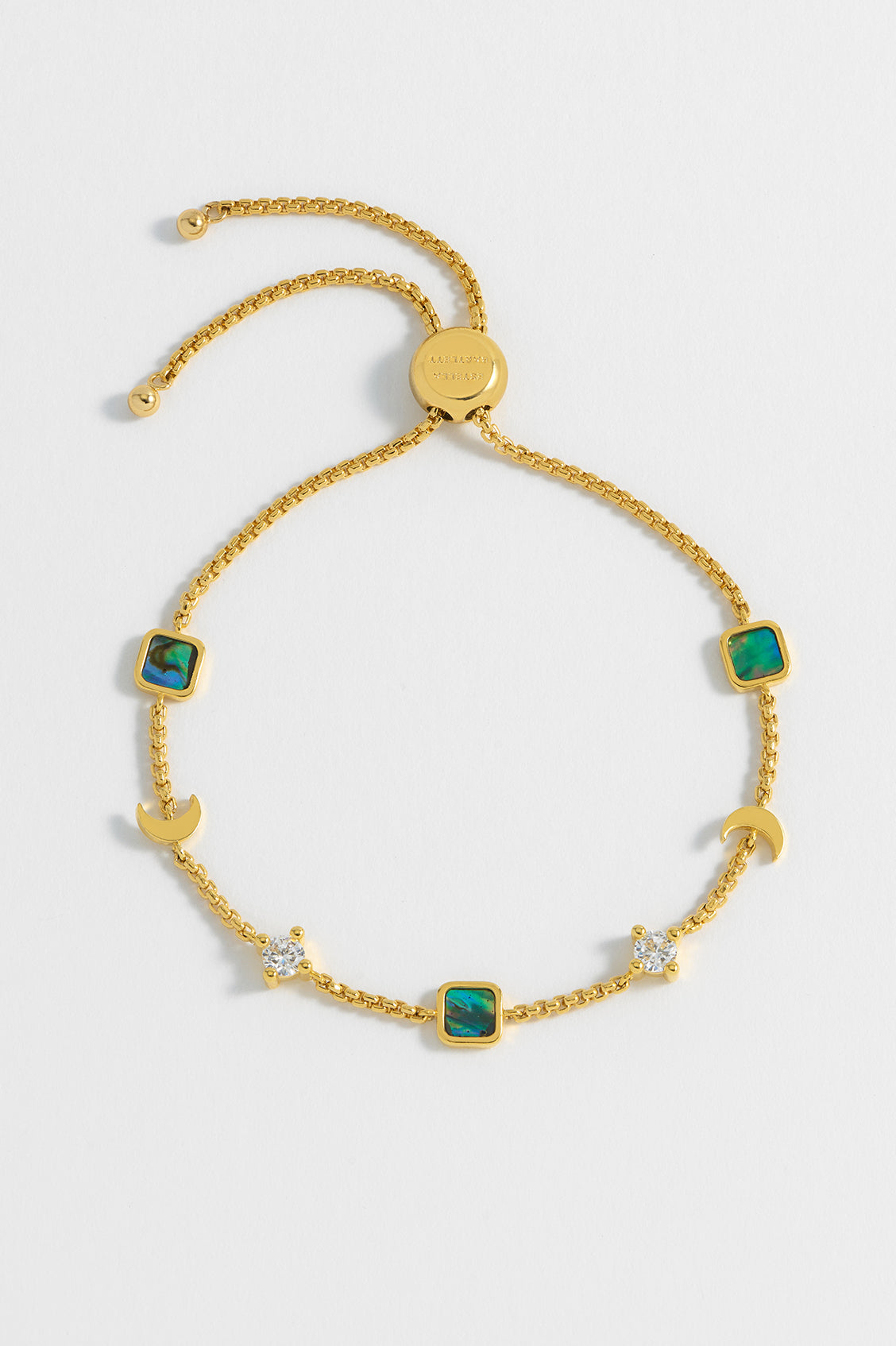 Estella Bartlett | Gold Plated Abalone CZ Moon Charm Chain Bracelet ...