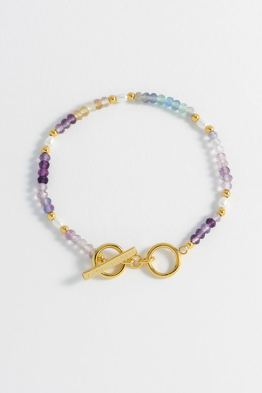 Gemstone Pearl T-Bar Beaded Bracelet