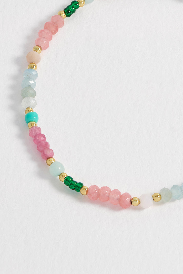 Admire Small Gem 2mm Gold Bracelet - Pink Opal main image 0