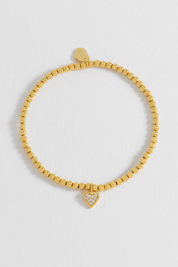 Sienna Beaded Pave Heart Bracelet