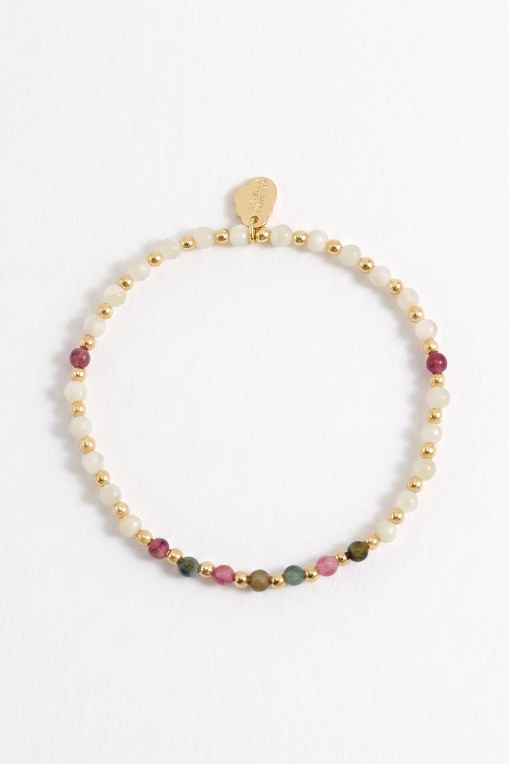 Wellness Mother-of-Pearl & Mixed Tourmaline Stretch Sienna Bracelet