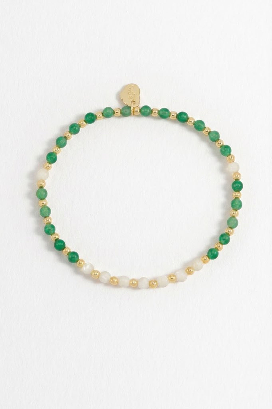 Wellness Green Quartz & White Mother-of-Pearl Stretch Sienna Bracelet