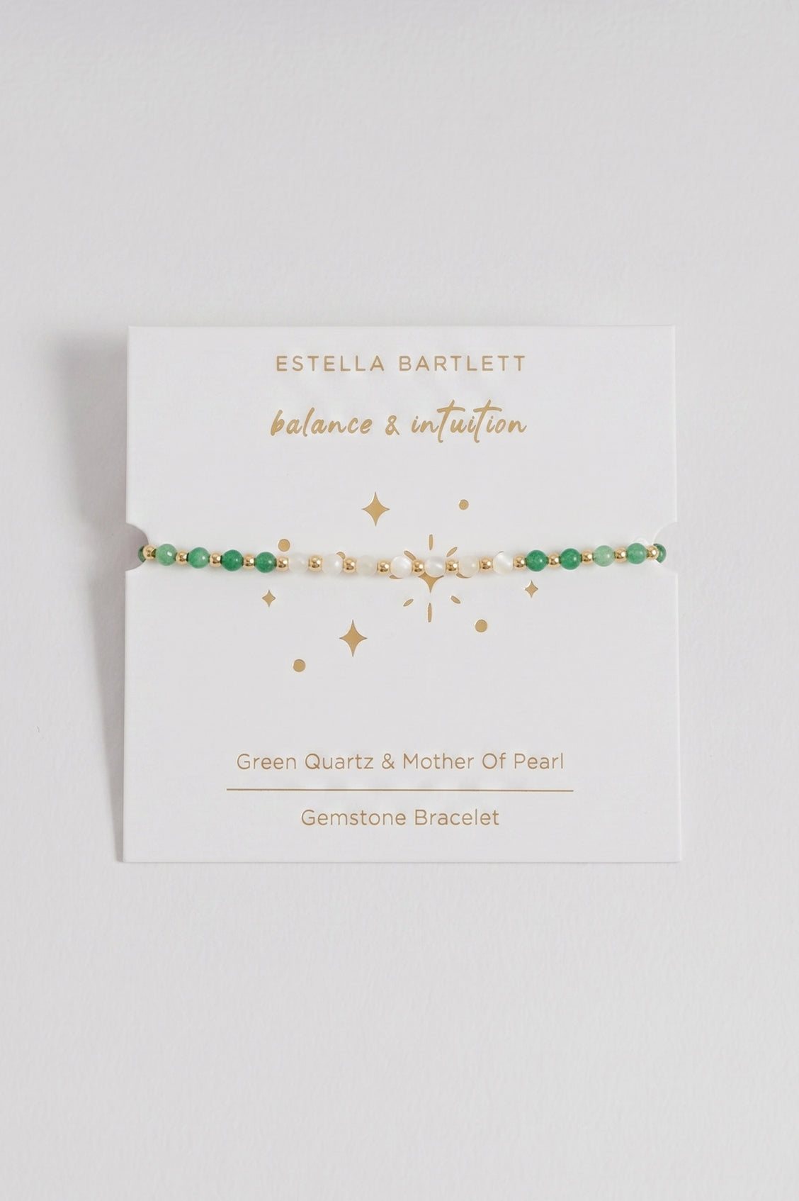 Wellness Green Quartz & White Mother-of-Pearl Stretch Sienna Bracelet