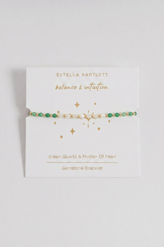 Wellness Green Quartz & White Mother-of-Pearl Stretch Sienna Bracelet