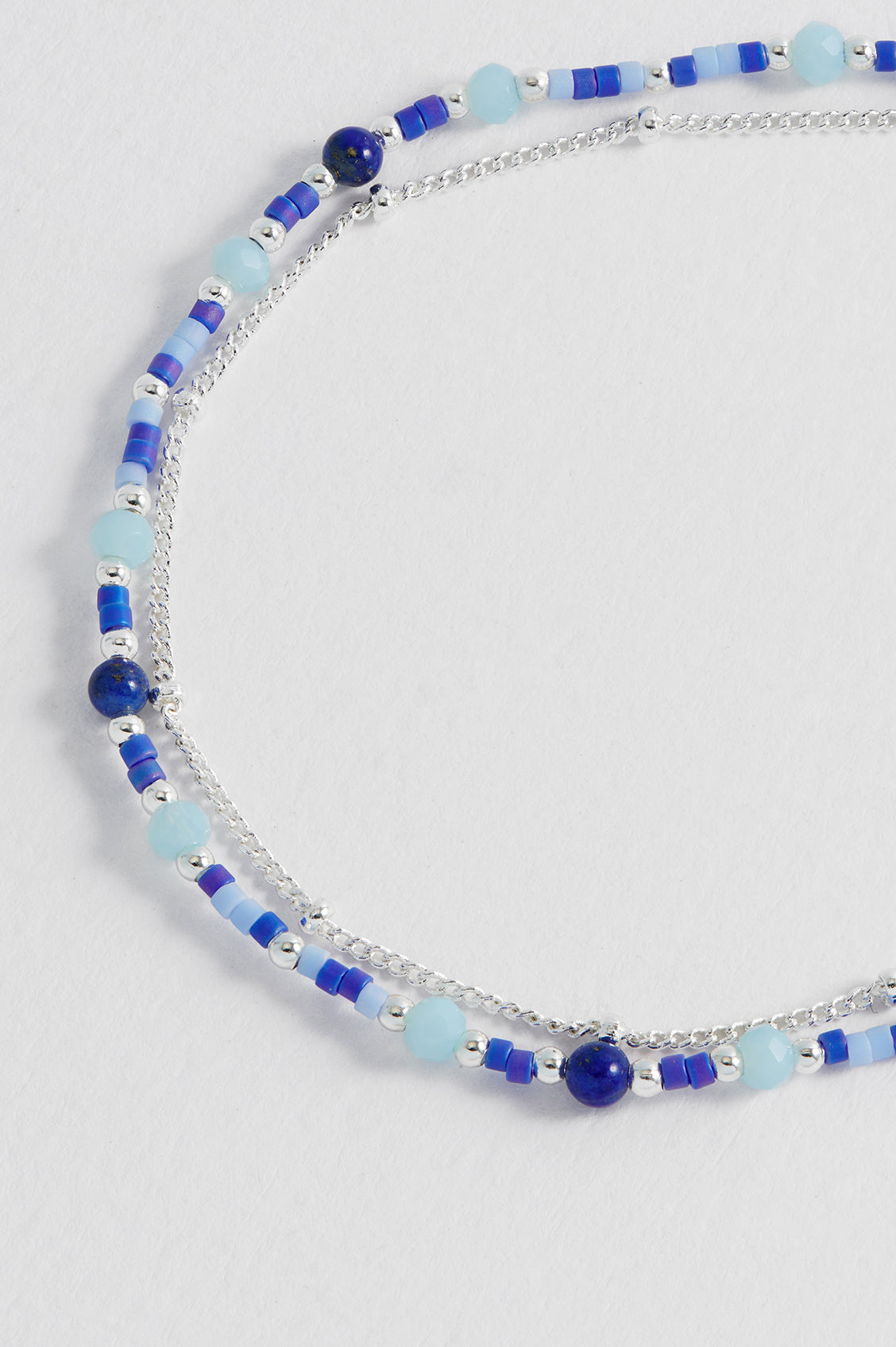 Mini Blue Gemstone Duo Chain Bracelet