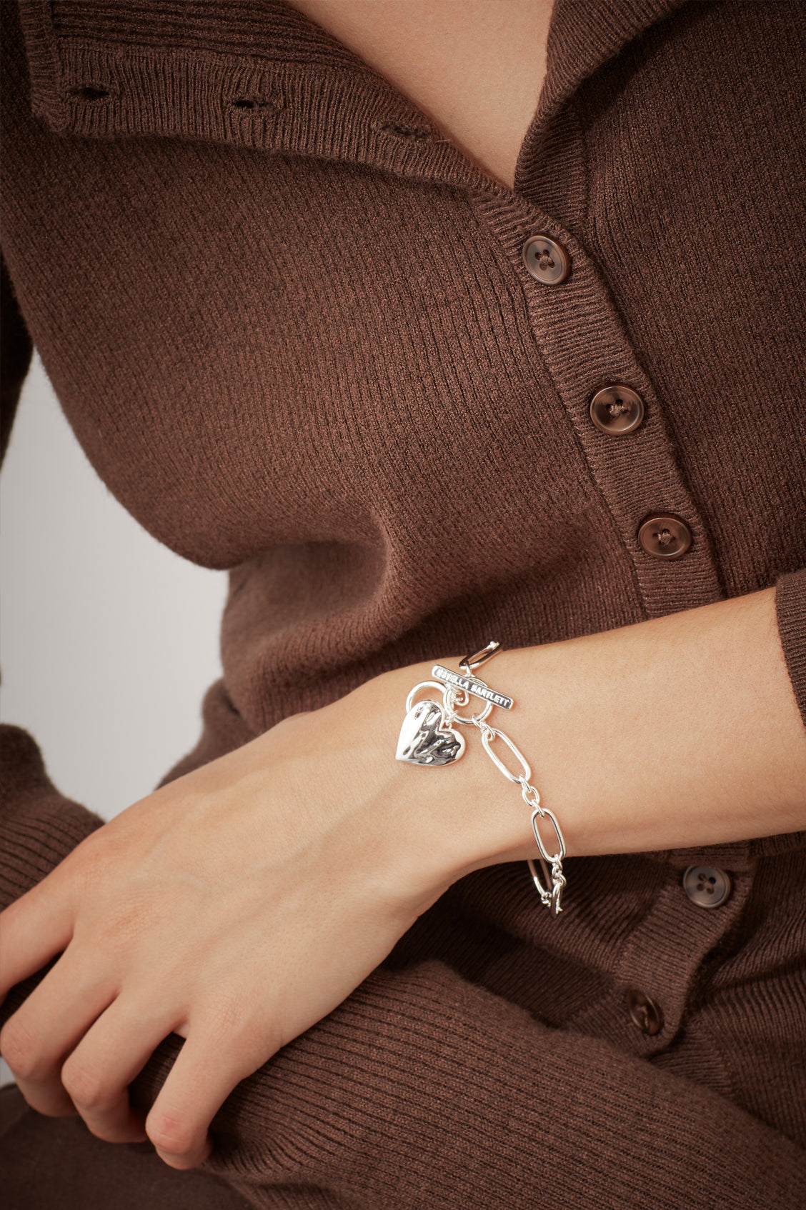 Oversized Molten Heart T-Bar Bracelet