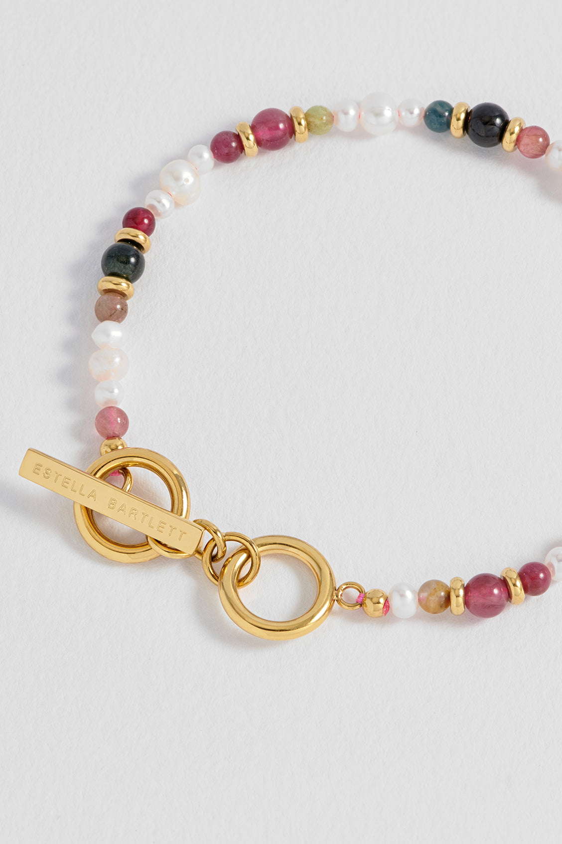 Tourmaline and Pearl Beaded T-Bar Bracelet