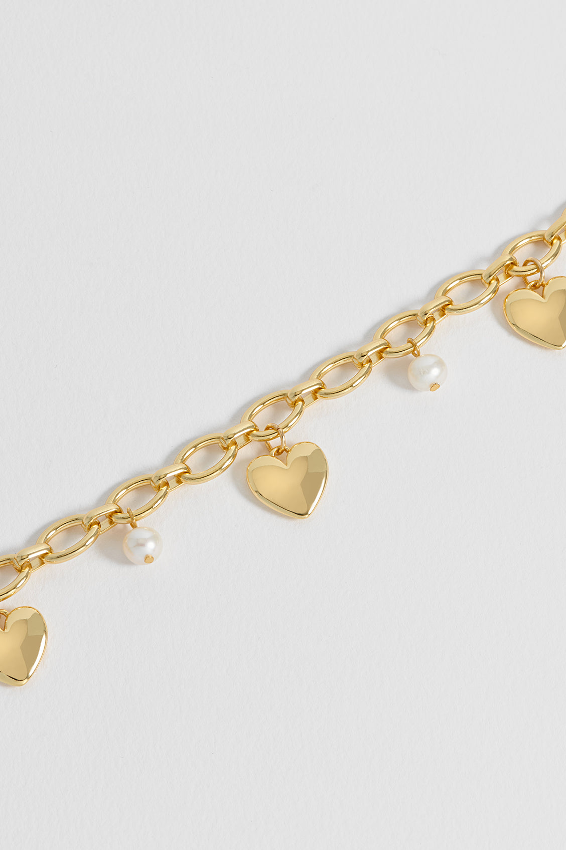 Pearl and Heart Charm Bracelet