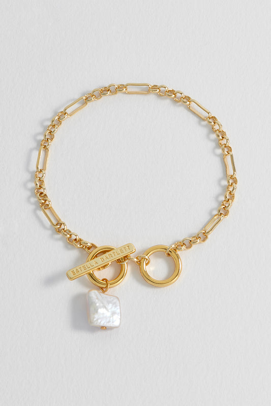 Square Baroque Pearl T-Bar Bracelet