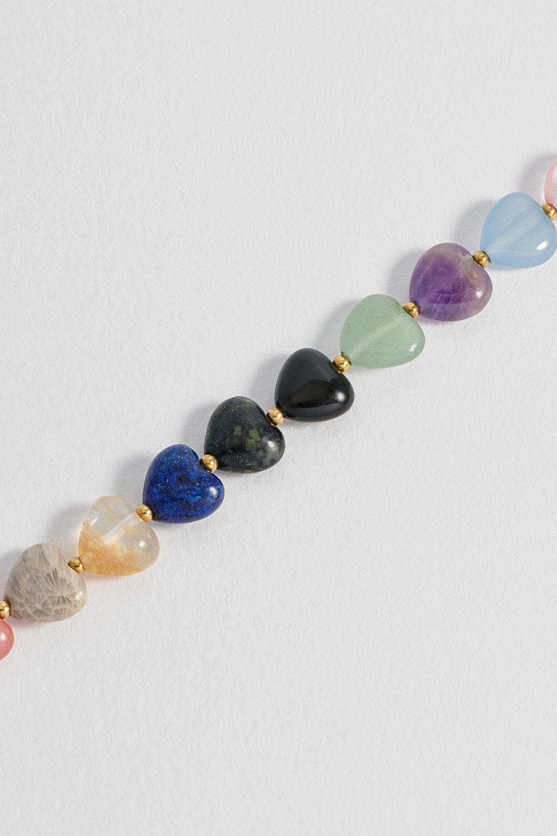 Multi-Gemstone Heart T-Bar Bracelet