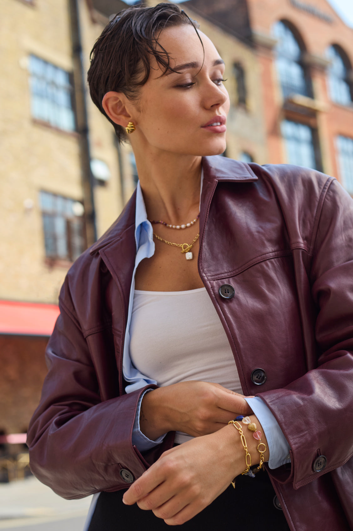 Multi-Gemstone Heart T-Bar Bracelet