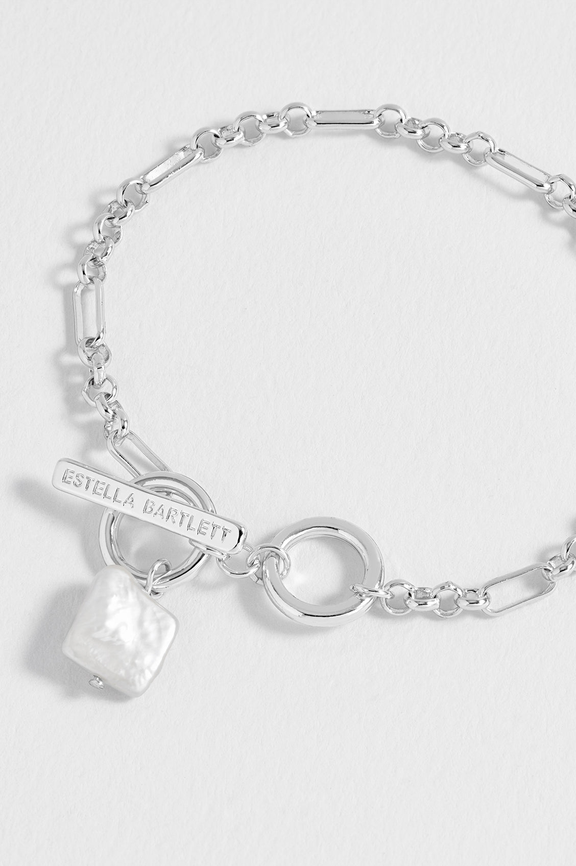 Square Baroque Pearl T-Bar Bracelet