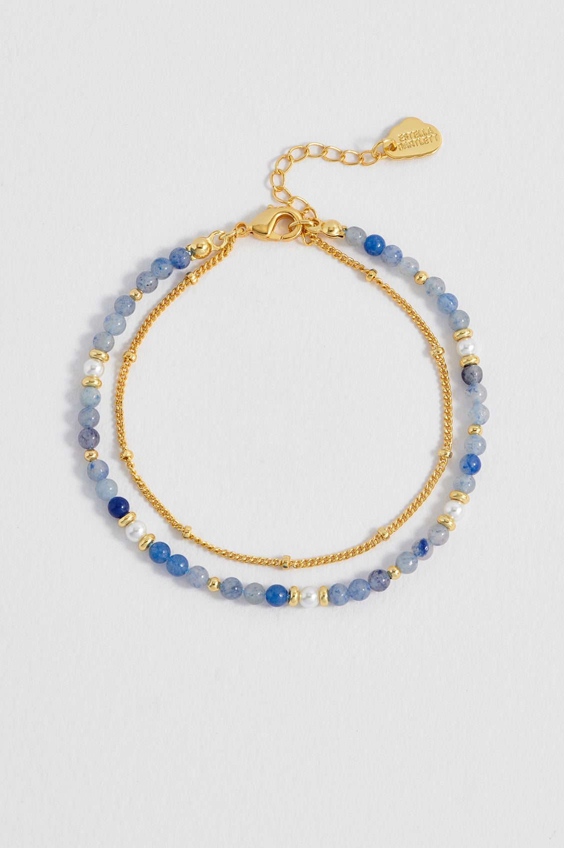 Pearl and Blue Aventurine Duo Bracelet