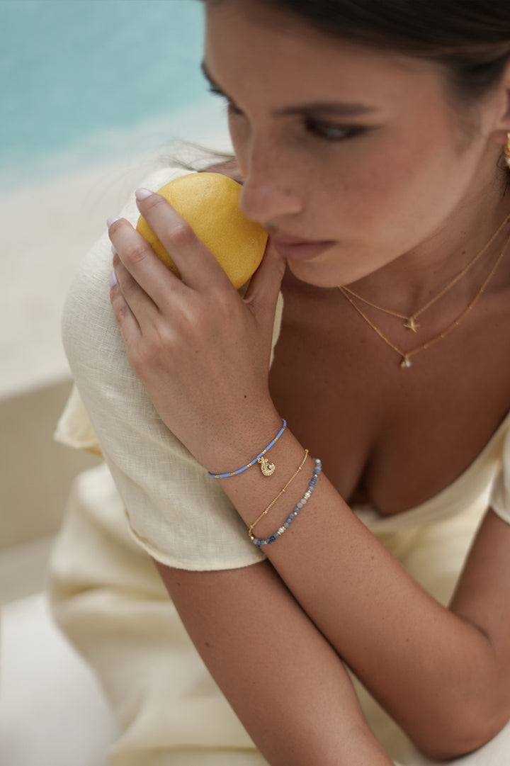 Pearl and Blue Aventurine Duo Bracelet