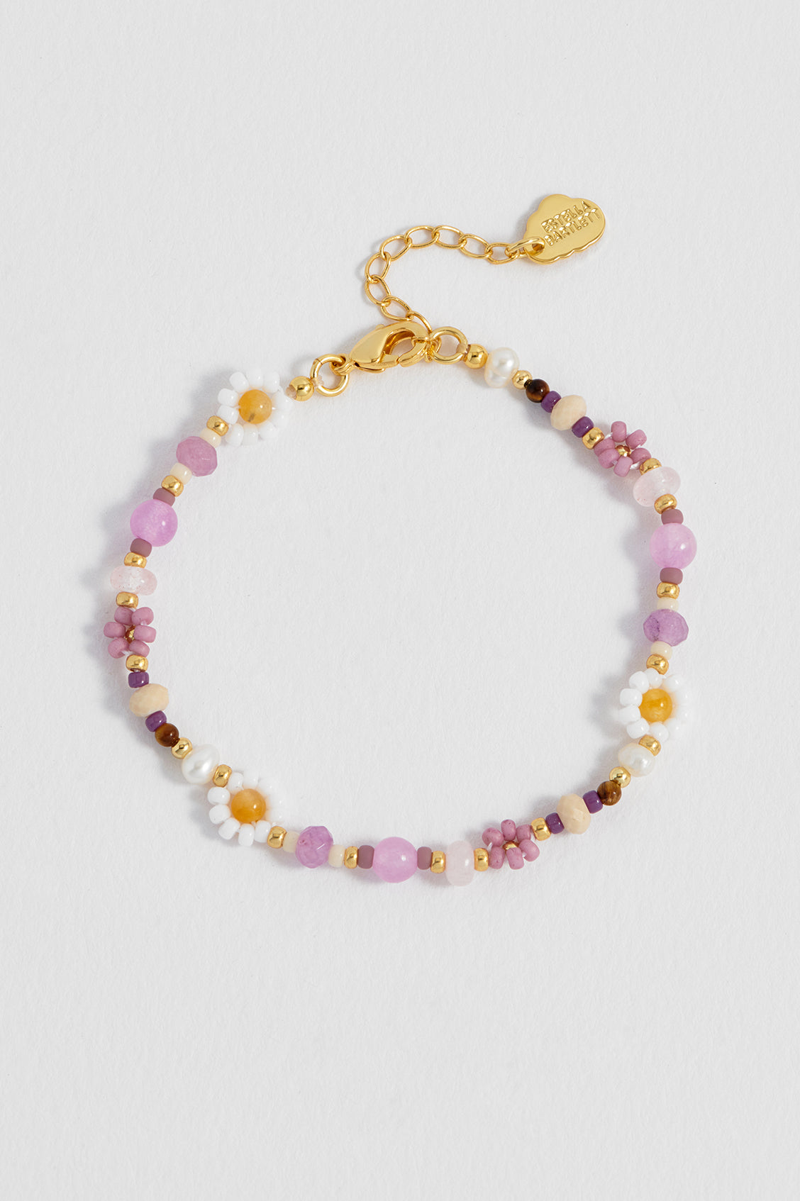 Lilac Beaded Flower Bracelet