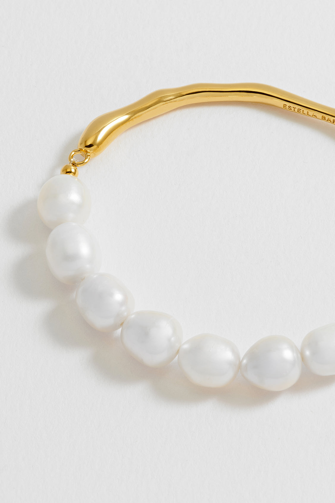 Molten Gold and Baroque Pearl Bangle Bracelet