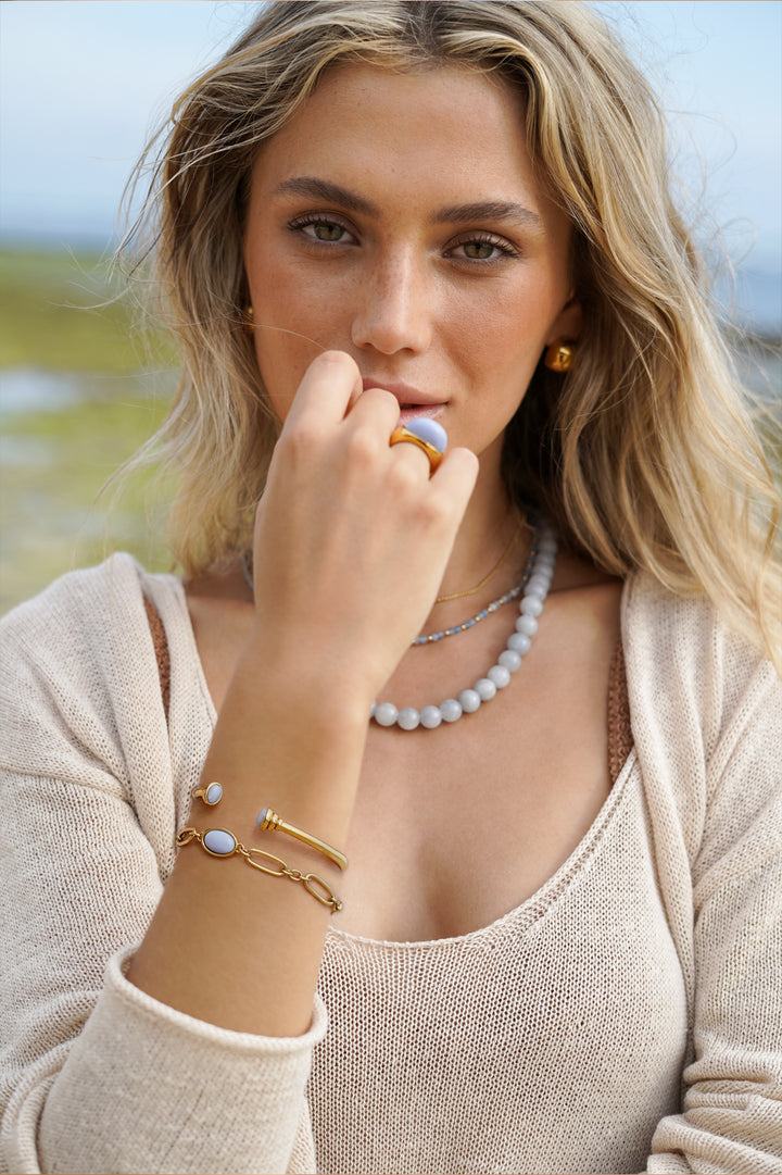 Blue Cabochon Gemstone Ring