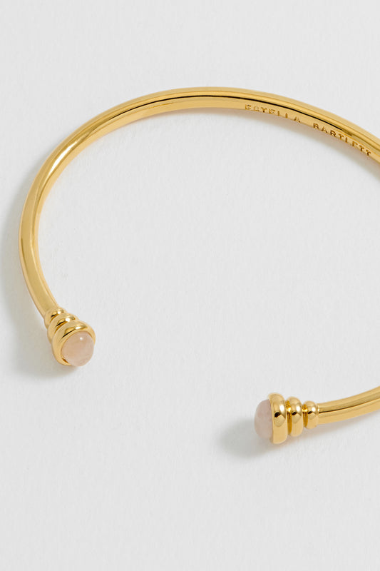 Rose Quartz Cabochon Open Bangle