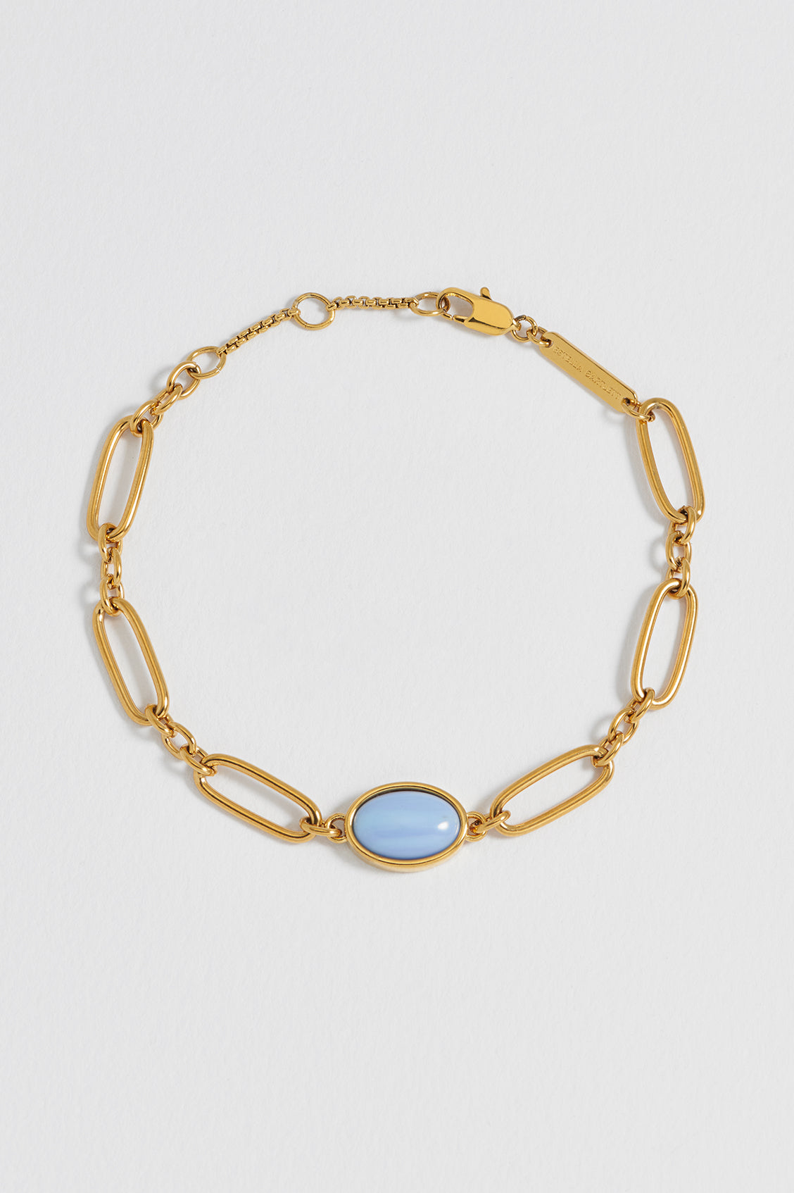 Blue Quartz Cabochon Chain Bracelet