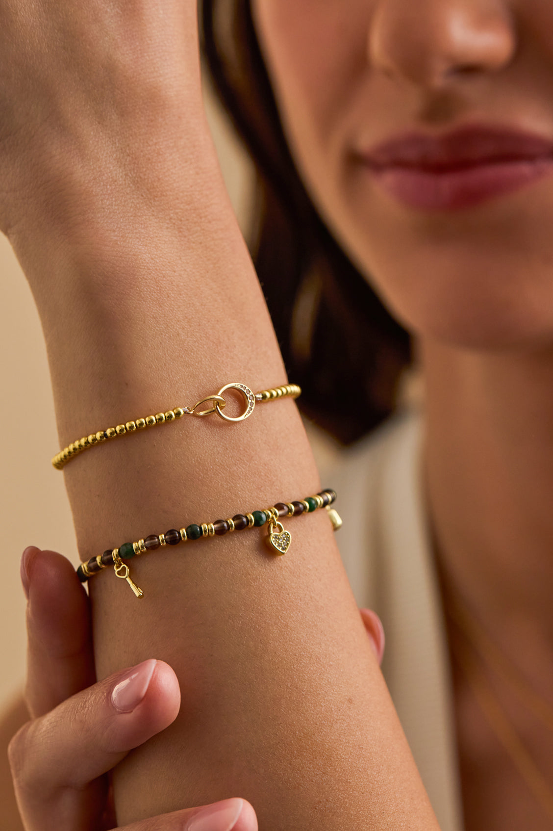 Padlock and Heart Key Charm Amelia Bracelet