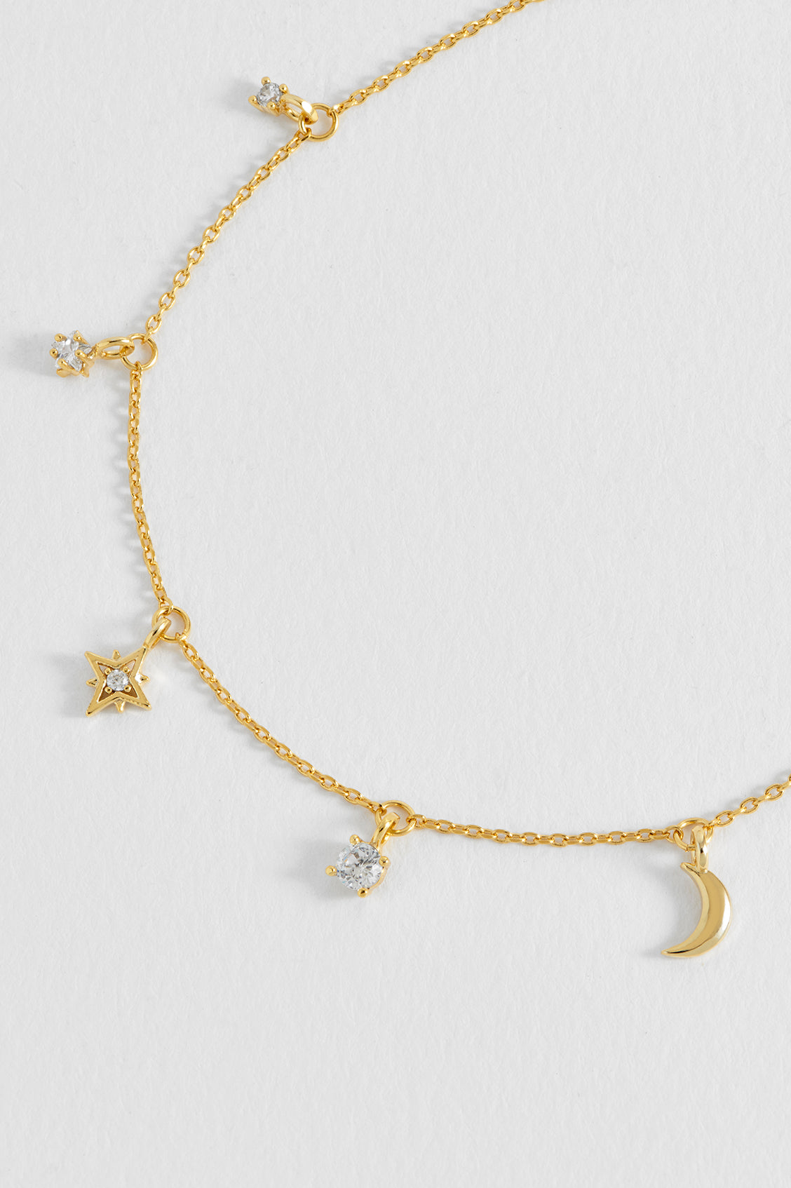 CZ Moon and Stars Charm Bracelet