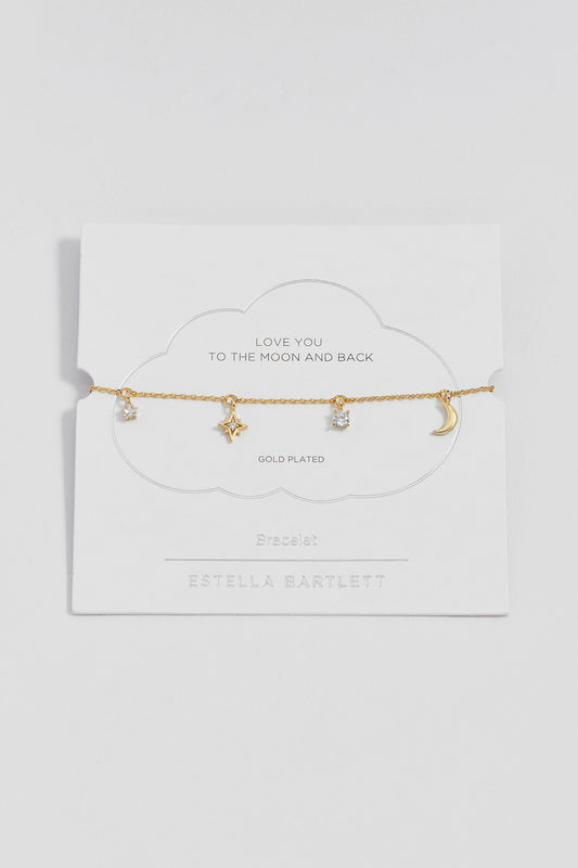 CZ Moon and Stars Charm Bracelet