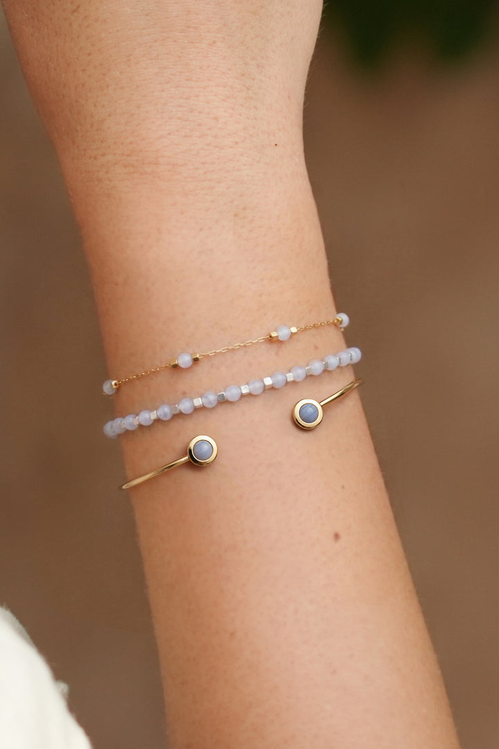 Wellness Blue Lace Agate Beaded Chain Bracelet