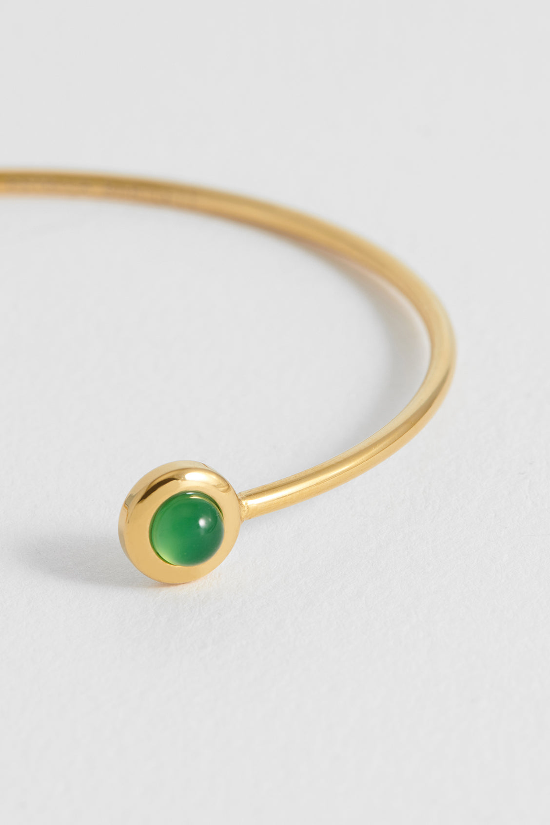 Wellness Green Agate Open Bangle