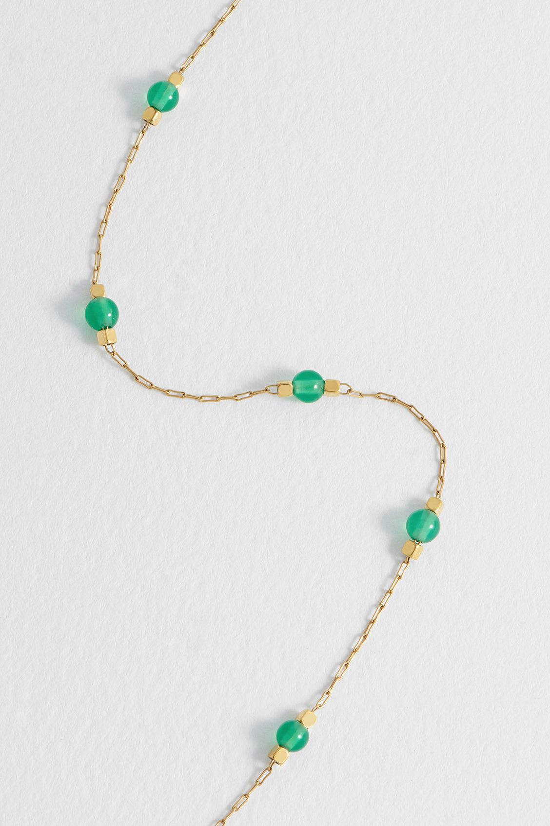 Wellness Green Agate Beaded Chain Bracelet