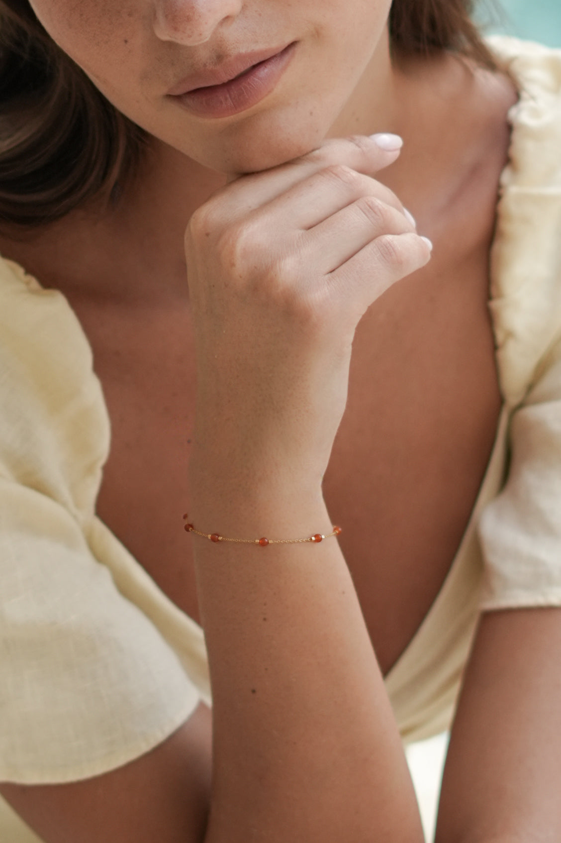 Wellness Red Agate Beaded Chain Bracelet