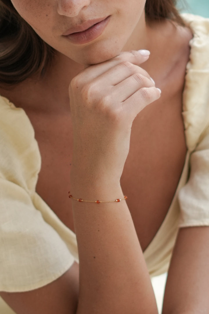Wellness Red Agate Beaded Chain Bracelet