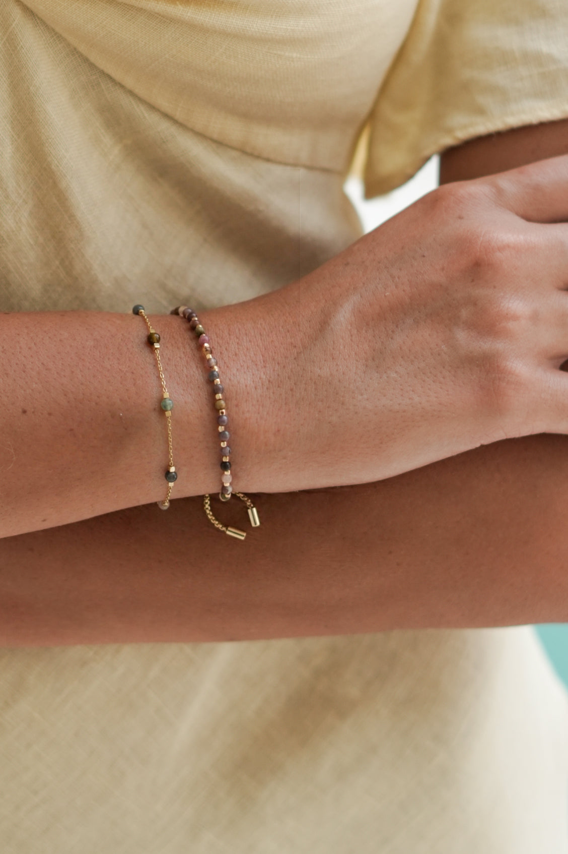 Wellness Tourmaline Beaded Chain Bracelet