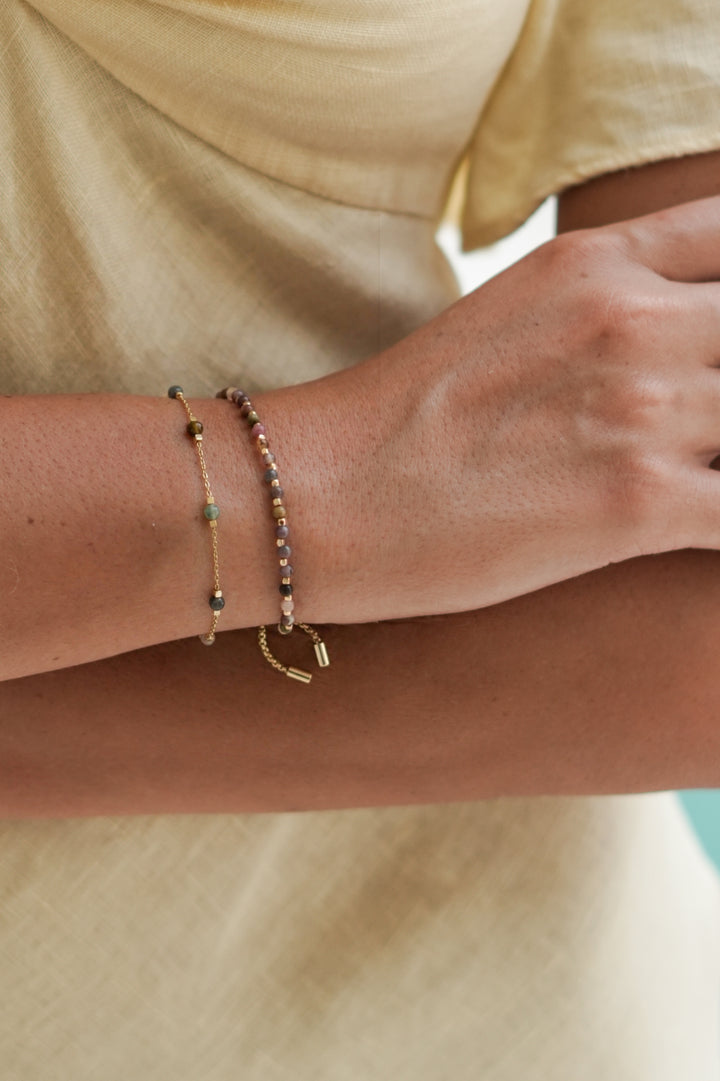 Wellness Tourmaline Beaded Chain Bracelet