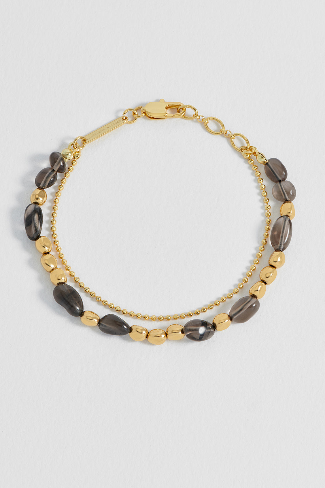 Pebble Smoky Quartz Double Chain Bracelet