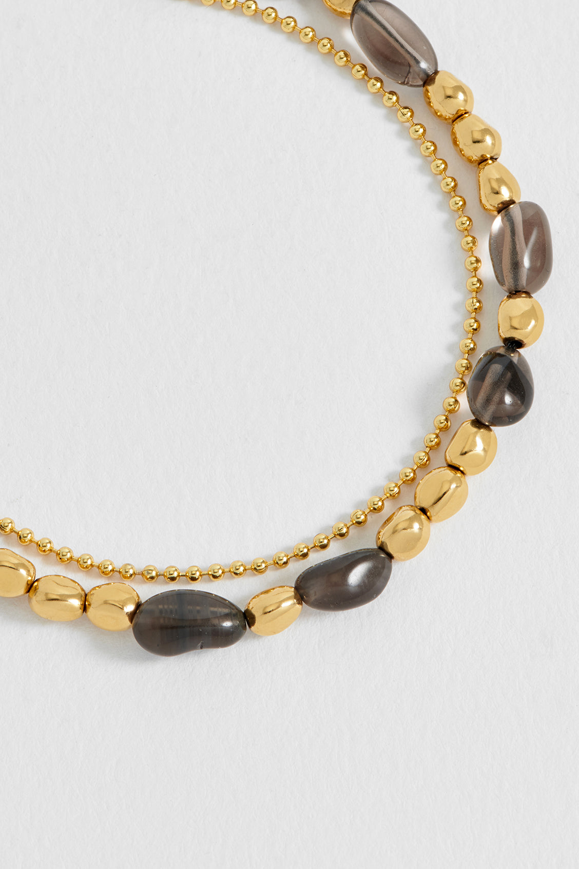 Pebble Smoky Quartz Double Chain Bracelet