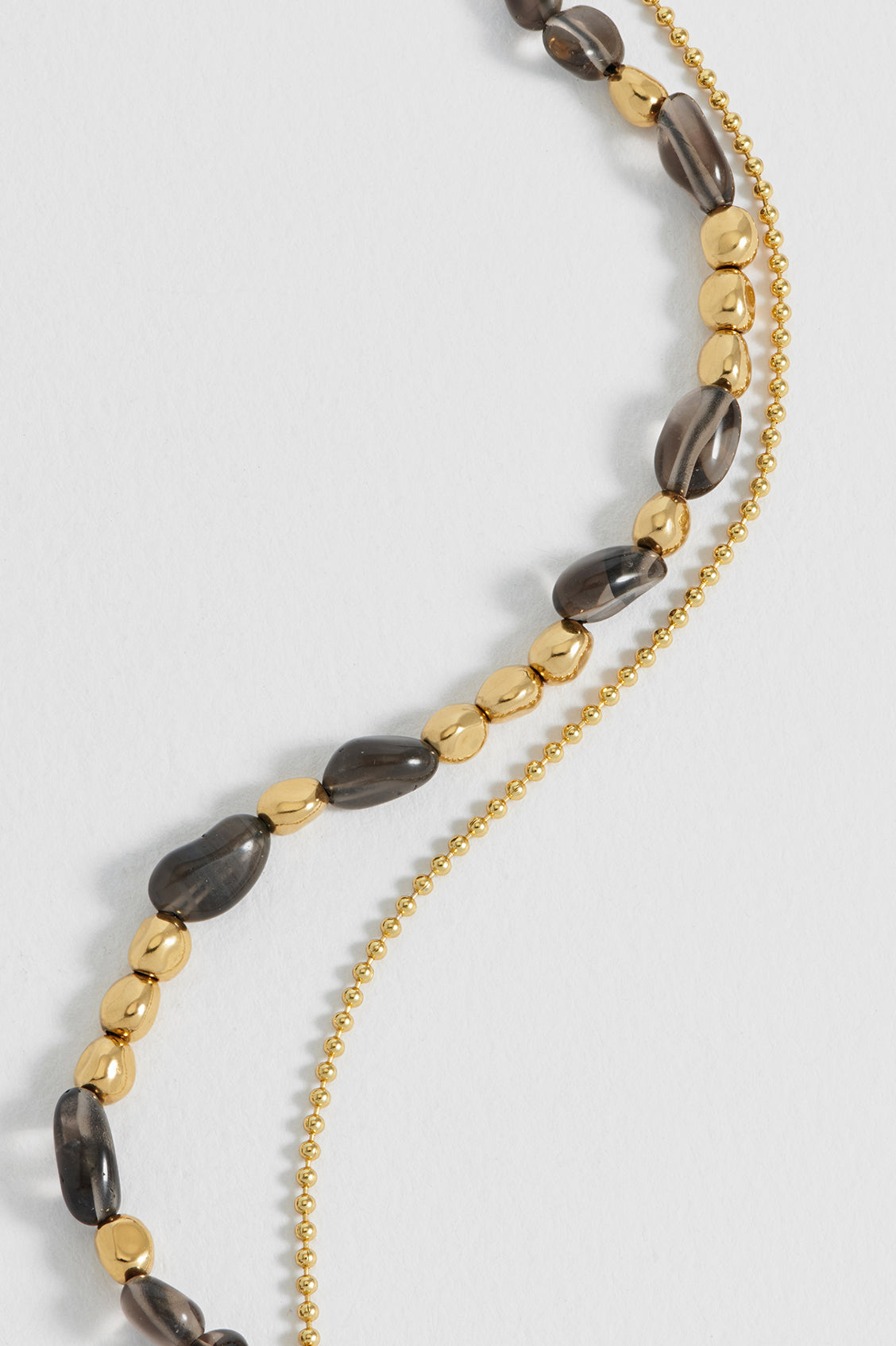 Pebble Smoky Quartz Double Chain Bracelet
