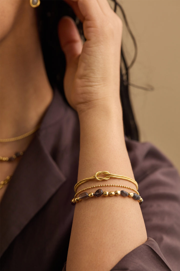 Snake Chain Double Knot T-Bar Bracelet