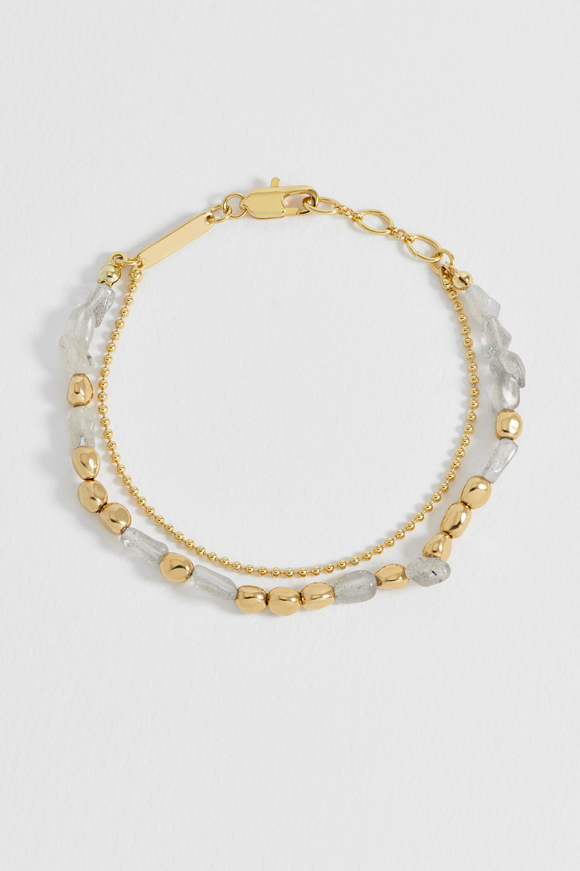 Pebble Labradorite Double Chain Bracelet
