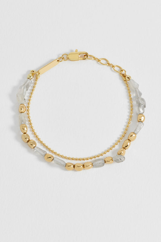Pebble Labradorite Double Chain Bracelet