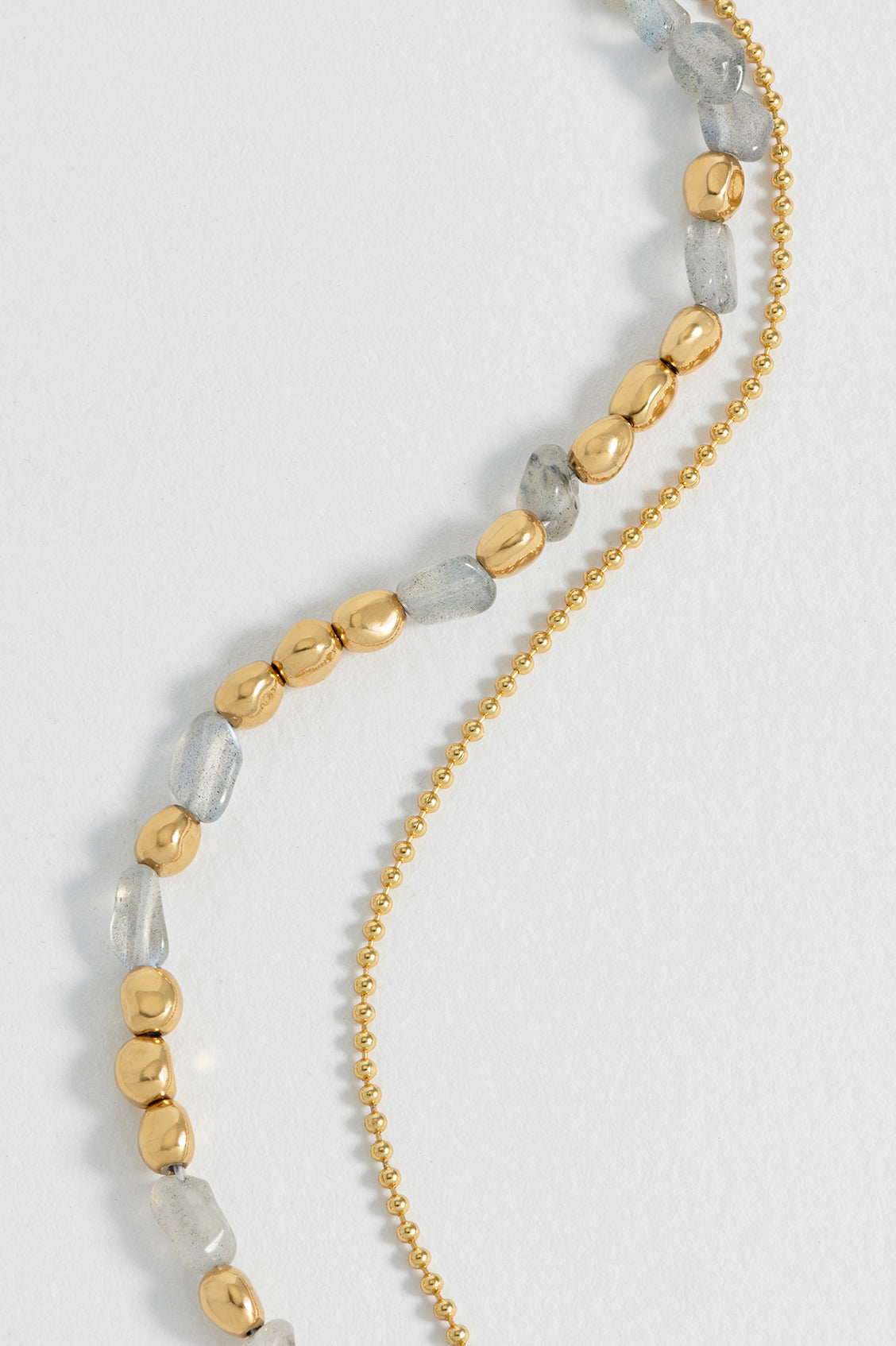 Pebble Labradorite Double Chain Bracelet