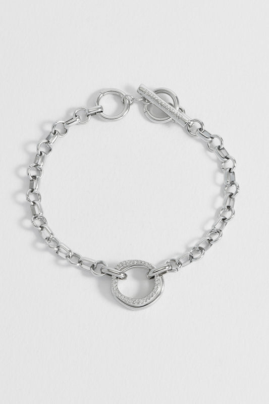 Molten Ring Pave T-Bar Bracelet