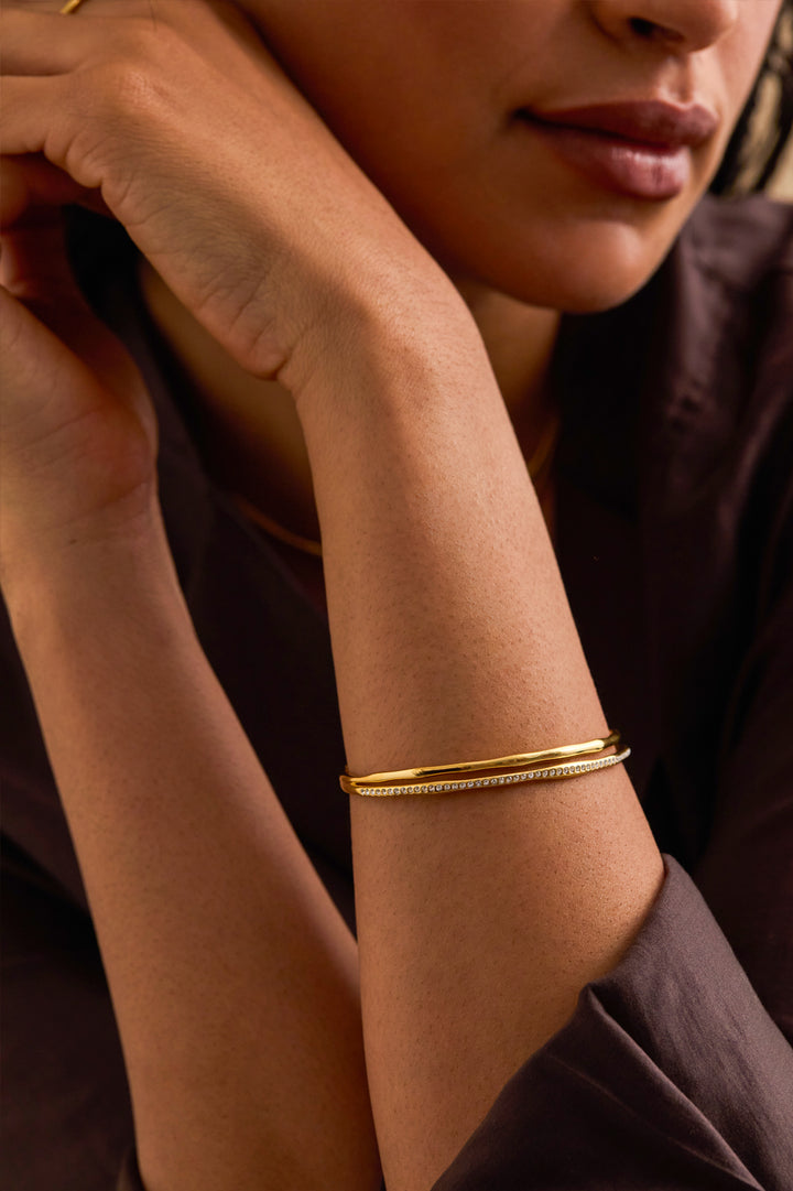 Molten CZ Pave Double Bangle