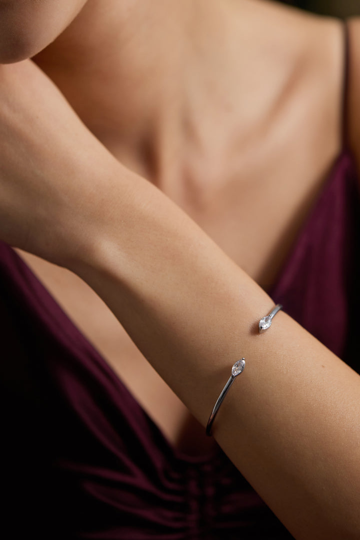 Marquise CZ Fine Open Bangle
