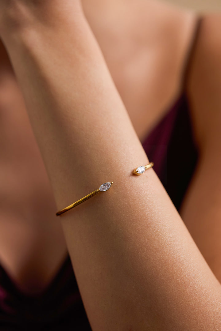 Marquise CZ Fine Open Bangle