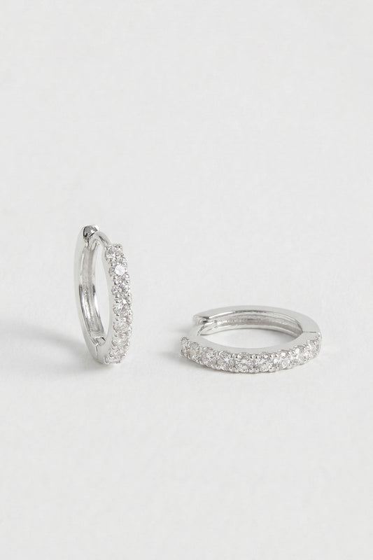 Hoop Earrings with White CZ