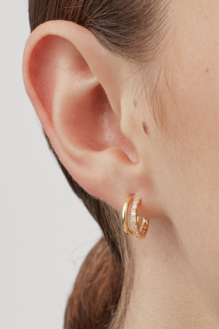 Double Hoop Illusion Pave Earrings